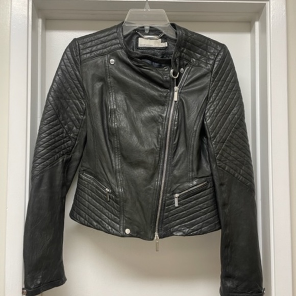 Karen Millen Jackets & Blazers - KAREN MILLEN Black Leather Moto Biker Jacket
